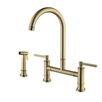 Brushed Gold High Arc Kitchen Bridge Faucet with Side Sprayer, Commercial Kitchen Faucet
