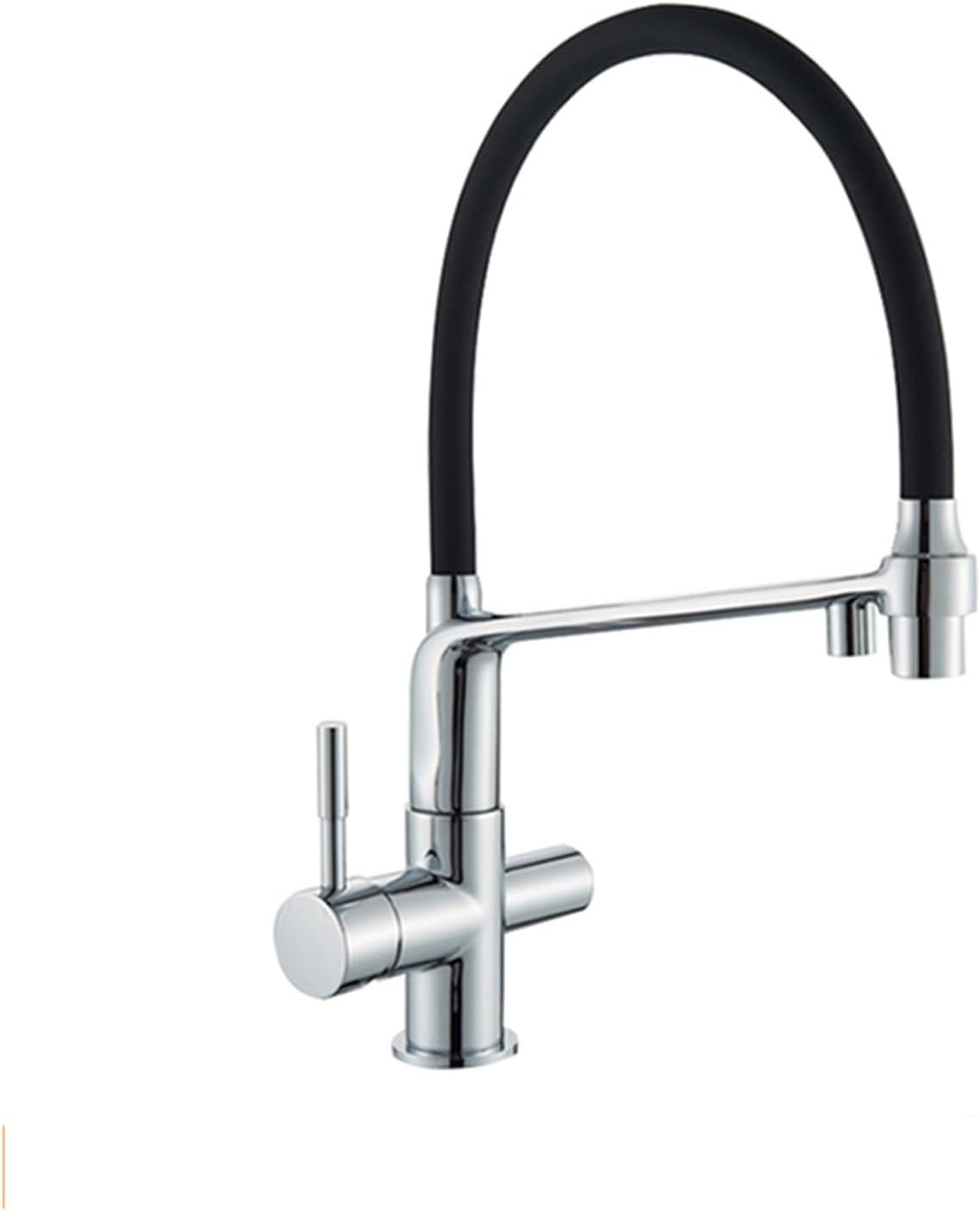 Brushed Gold Kitchen Faucet Filtered Water Dual Spout Purification Function Kitchen Faucet 360 Degree Rotating Kitchen Water Crane