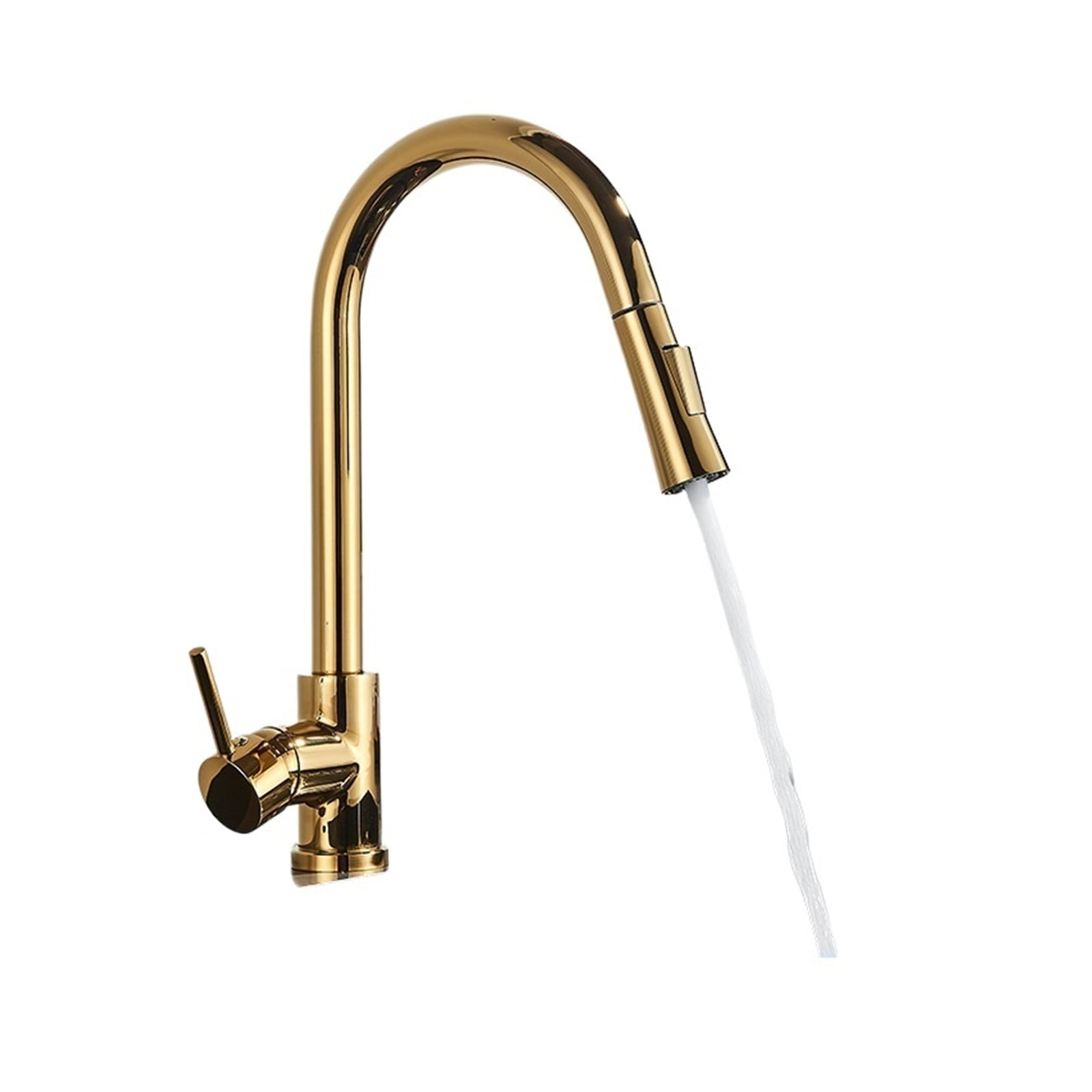 Brushed Gold Kitchen Faucet, Pull Out Kitchen Sink Faucet, Single Handle Faucet 360° Rotatble ...