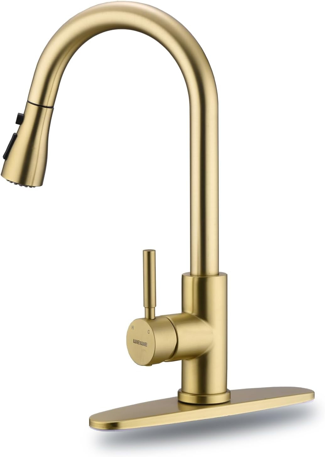 Brushed Gold Kitchen Faucet with Pull Down Sprayer, Single Handle Gold ...