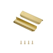 Brushed Gold Pack of 5 and 10 Edge Finger Pulls for Cabinets Kitchen Invisible Hardware Concealed Aluminum Hidden Bar Pull Drawer Handles Easy to Install 11.81", 6.3“, 5 inch, 4.72 inch, 3.15 inch