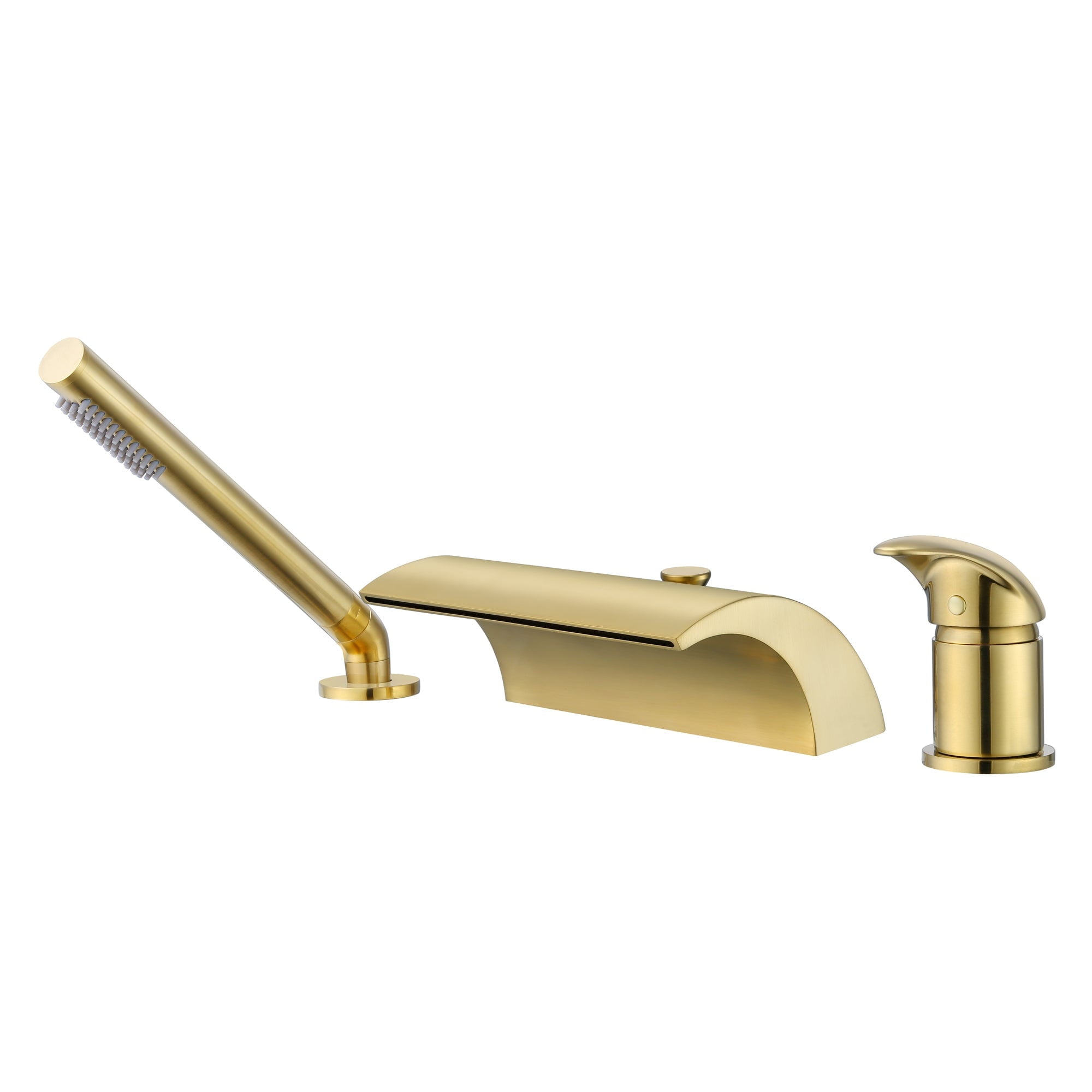 Brushed Gold Roman Tub Faucet with Hand Shower,Waterfall Spout with Diverter