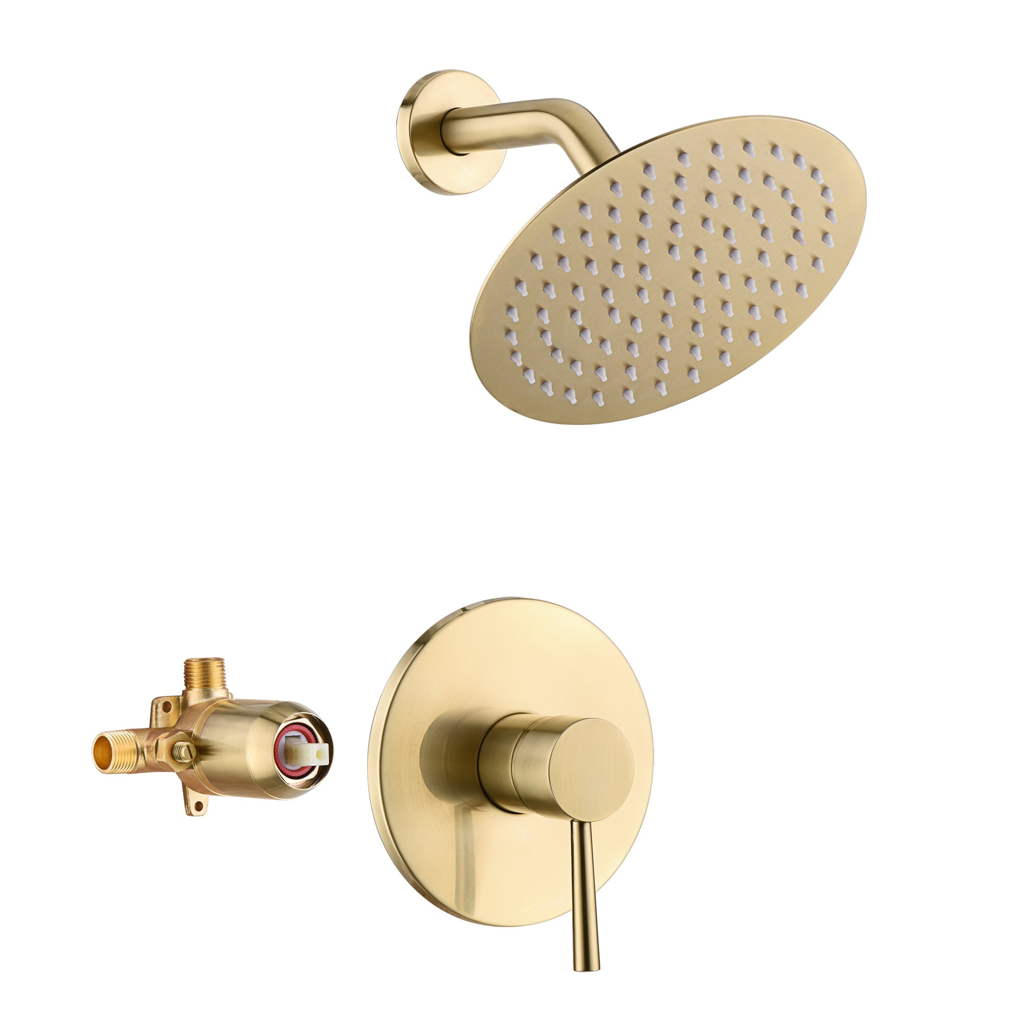 Brushed Gold Wall Mounted Rain Shower Faucet Set
