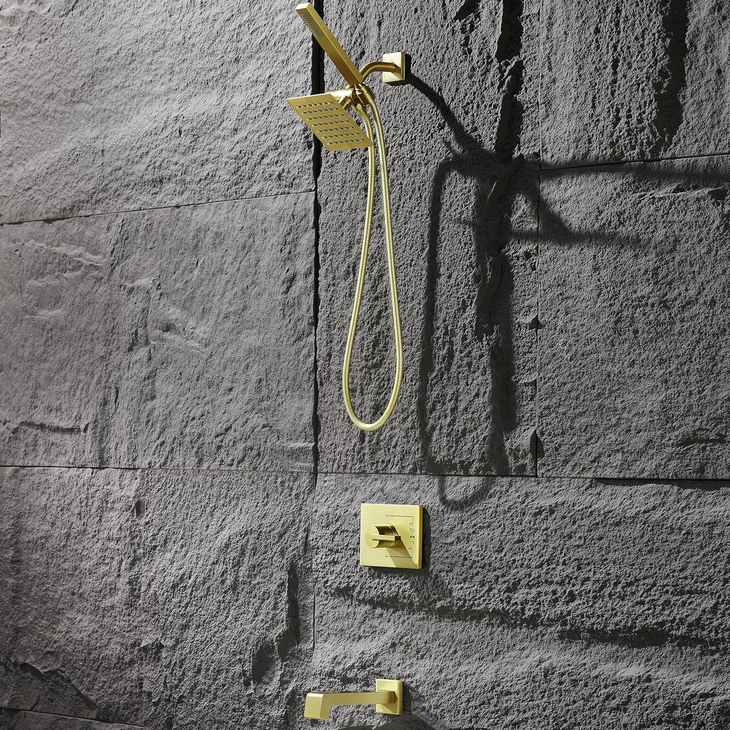 Brushed Gold Shower Fixture, Gold Shower Faucet Set Dual Shower Heads