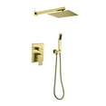 thumbnail image 1 of Brushed Gold Shower System, Bathroom 10 Inches Rain Shower Head With Handheld Combo Set, Wall Mounted High Pressure Rainfall Dual Shower Head System, Shower Faucet Set With Valve And Trim A01-01, 1 of 9