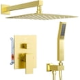 thumbnail image 1 of Brushed Gold Shower System   Ceiling Mount Shower Set Wall Mount Rainfall Showerhead with Handheld Functions -Pressure Spray  Dual Rain Shower Faucet Set with Valve Complete, 1 of 6