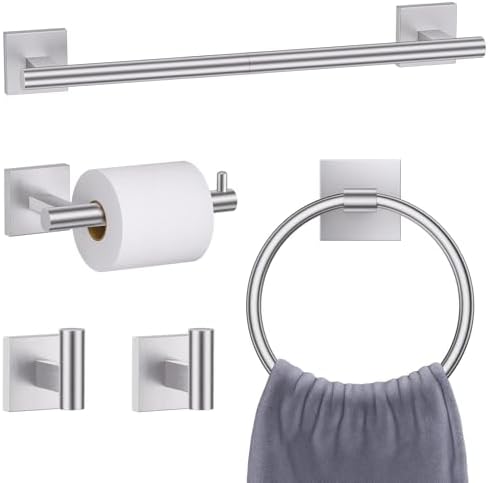 Brushed Gold Toilet Paper Holder Towel Bar Set, 5 Pieces Bathroom ...