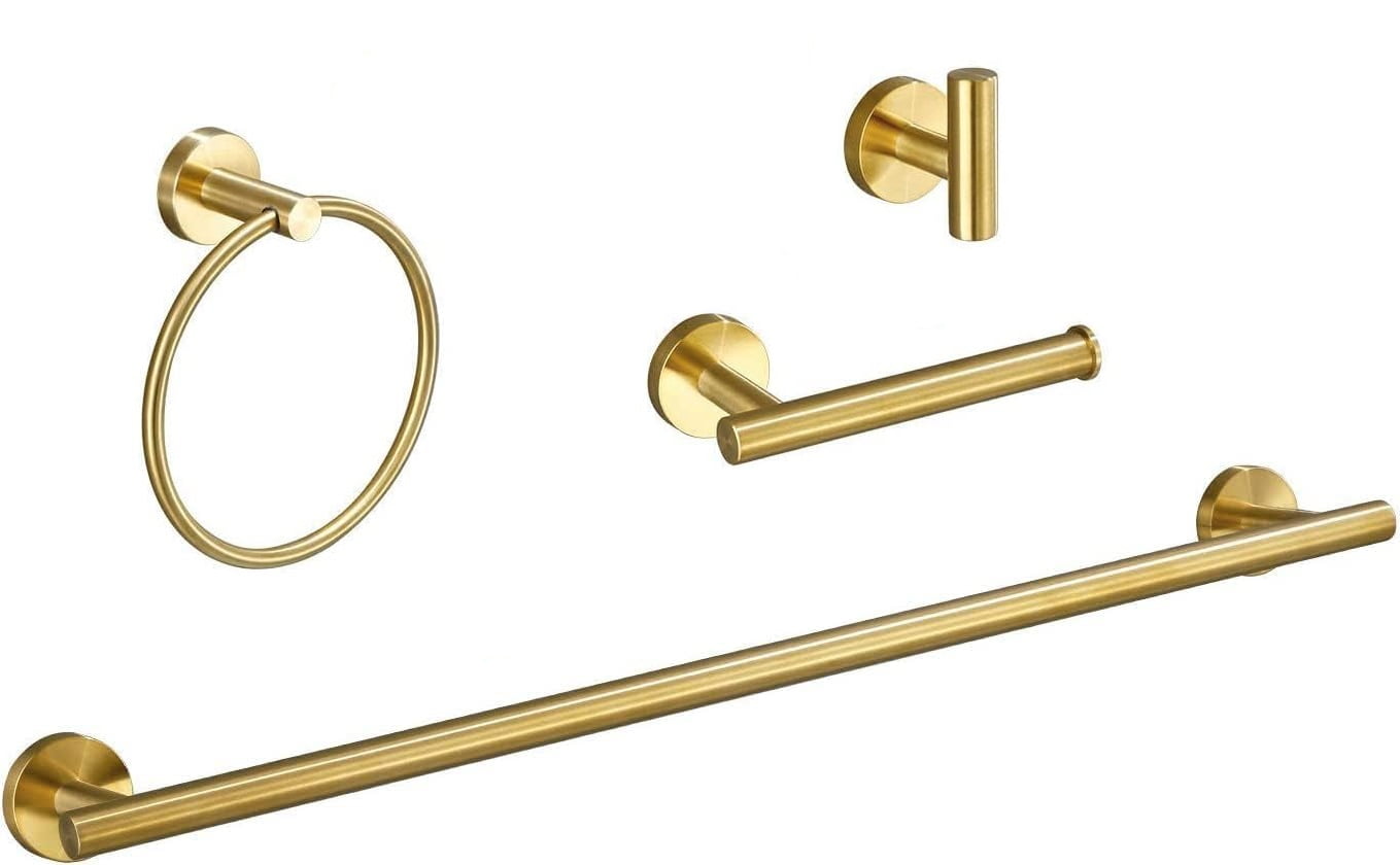 Brushed Gold Towel Bar Set，18Inch Wall Mounted Bathroom Accessories