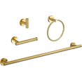 thumbnail image 1 of Brushed Gold Towel Bar Set，18-Inch Wall Mounted Bathroom Accessories, Durable Stainless Steel Bathroom Hardware Set，Modern Bathroom Style，4-Piece, 1 of 9