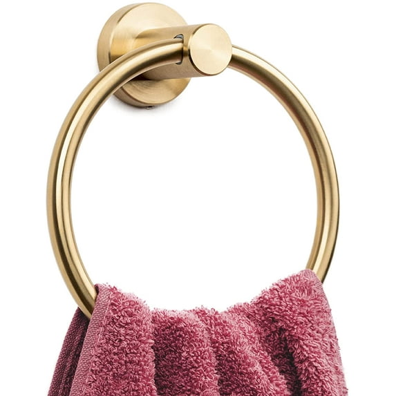 Brushed Gold Towel Ring - Modern Hand Towel Holder for Wall - SUS304 Stainless Steel Bathroom Towel Rack - Round Bathroom Towel Hanger - Towel Rack Bathroom - Towel Bar - Gold Towel Bar