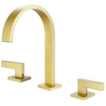 Brushed Gold Waterfall High Arc Three Hole Bathroom Sink Faucet, Dual Lever Handle Widespread Basin Faucet