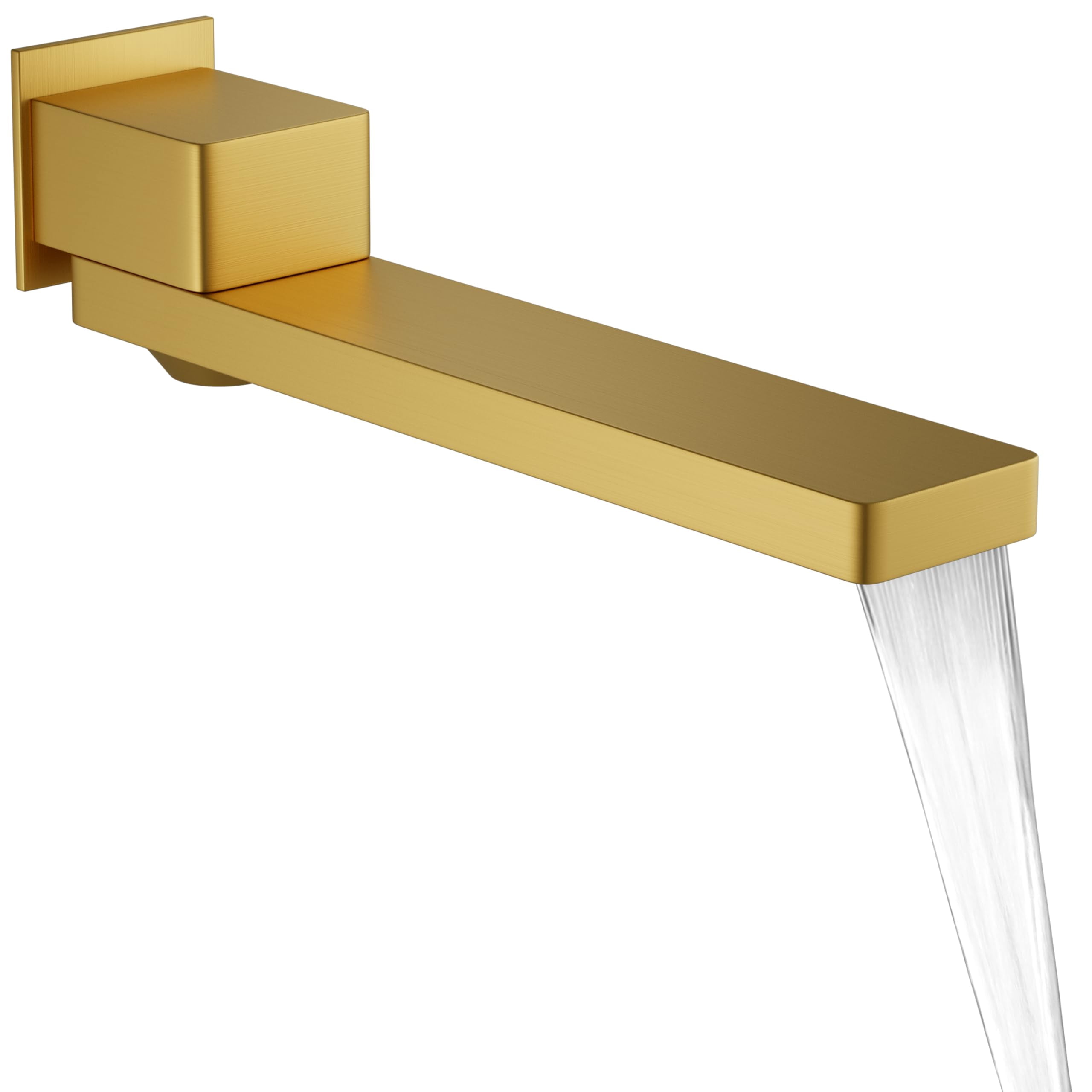Brushed Gold Waterfall Tub Faucet Spout, Wall Mount 180-Degree Swivel for Bathtub