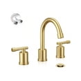 thumbnail image 1 of Brushed Gold Widespread 8 Inch Bathroom Faucet3 Holes 2 Handles Modern Bathroom Sink Faucet With Metal Pop-Up Drain Water Ply LineWFZY01-BG, 1 of 9