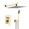 thumbnail image 1 of Brushed Gold shower system 12 inch Brass Bathroom Deluxe rain mixed shower combination set wall mounted rain shower head system shower faucet, 1 of 6