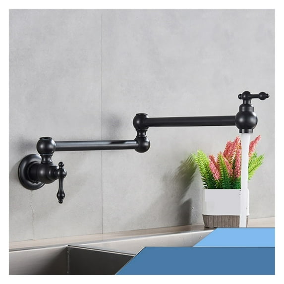 Brushed Golde Foldable Kitchen Faucet Single Cold Single Hole Sink Tap Rotate Folding Spout Brass Pot Filler Tap Wall Mounted