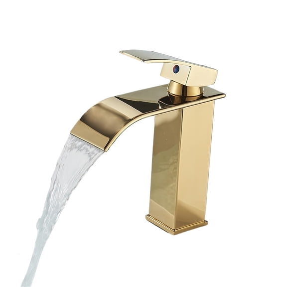 Brushed Golden Basin Faucets Elegant Waterfall Bathroom Sink Faucet Single Lever Hole Deck Mount Brass Mixer Taps -Modern Design