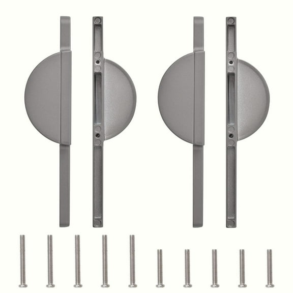Brushed Grey Drawer Pulls 2 Set Half Moon Drawer Pulls, 2.5 inch(64mm) Hole to Hole Semi Circle Cabinet Pull Handles for Kitchen Cabinet Cupboard Dresser