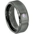 thumbnail image 1 of Brushed Gunmetal Tungsten Ring - 0.07ct Solitaire Amethyst Ring - Personalized Tungsten Wedding Ring - Custom Made February Birthstone Ring TN616BS, 1 of 1