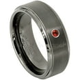 thumbnail image 1 of Brushed Gunmetal Tungsten Ring - 0.07ct Solitaire Garnet Ring - Personalized Tungsten Wedding Ring - Custom Made January Birthstone Ring TN616BS, 1 of 1