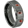 thumbnail image 1 of Brushed Gunmetal Tungsten Ring - 0.21ctw Garnet 3-stone Band - Personalized Tungsten Wedding Ring - Custom Made January Birthstone Ring TN616BS, 1 of 1