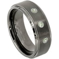 thumbnail image 1 of Brushed Gunmetal Tungsten Ring - 0.21ctw Peridot 3-stone Band - Personalized Tungsten Wedding Ring - Custom Made August Birthstone Ring TN616BS, 1 of 1
