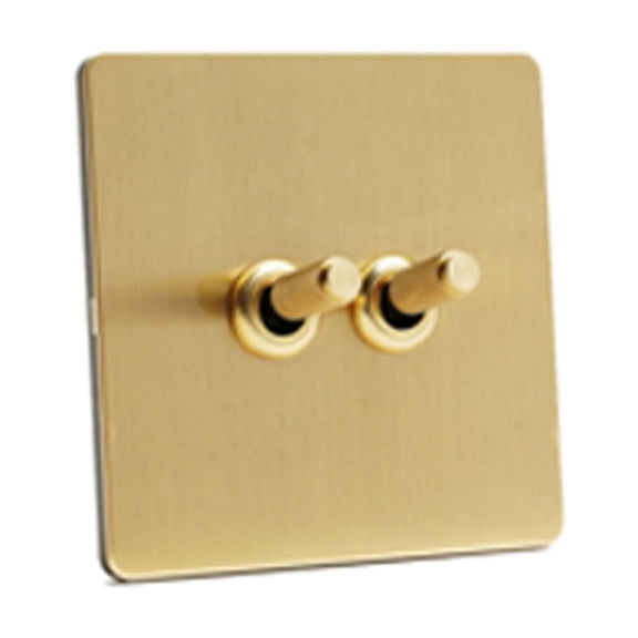 Brushed Matt Gold Stainless Steel 86 Type Wall Light Switch Brass Smooth Toggle Lever Industrial Minimalist Panel for Home Bedroom Hotel Interior Electrical Decor
