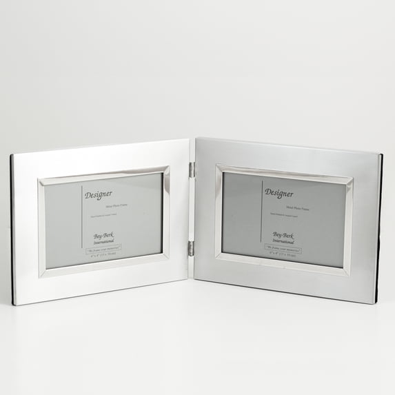 Brushed Metal Double 4"x6" Picture Frame.