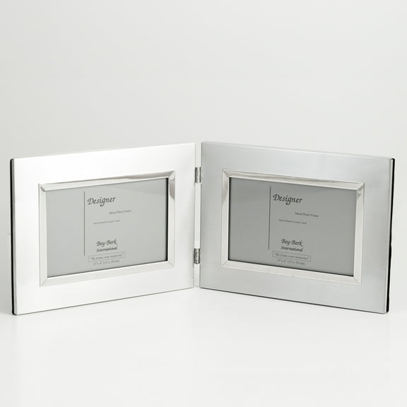 Brushed Metal Double 4"x6" Picture Frame.