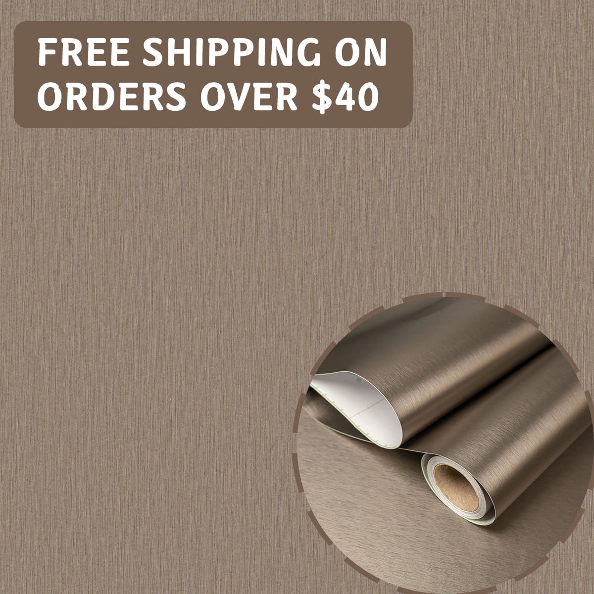 Brushed Metal Texture PET Peel and Stick Wallpaper Self Adhesive Waterproof Metallic Vinyl Finish for Wall Backsplash or Furniture Industrial Style Refrigerator Color Change 23.62 in*118/ 197 in