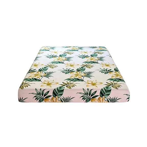Brushed Microfiber Fitted Sheet Soft & Comfort Breathable Bed Sheet Set With Floral Patterns Deep Pocket Hotel Quality Easy-Fit & Durable Washed Queen Size