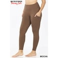 thumbnail image 1 of Brushed Microfiber High Waisted Plus Size Sport Leggings with Side Pockets Mocha 2XL, 1 of 2