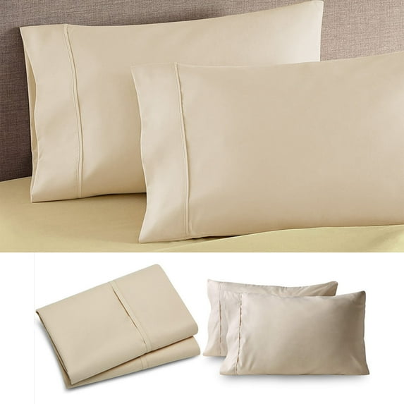 Brushed Microfiber Pillow Cases King Size Set of 2, Soft Pillowcases with Envelope Closure, Fade Resistant Pillow Covers, 20x36 Inches(Beige)