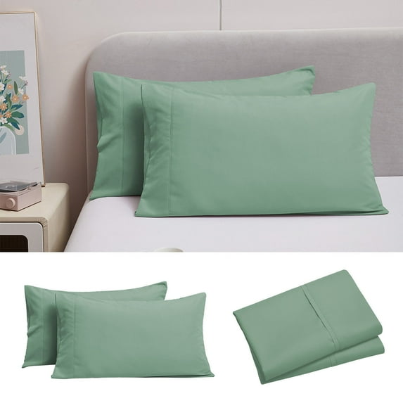 Brushed Microfiber Pillow Cases King Size Set of 2, Soft Pillowcases with Envelope Closure, Fade Resistant Pillow Covers, 20x36 Inches(Green)