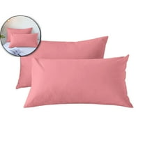 Brushed Microfiber Pillowcase, Soft Breathable Wrinkle Free Pillow Covers with Envelope Closure for Hair and Skin, Set of 2, Pink