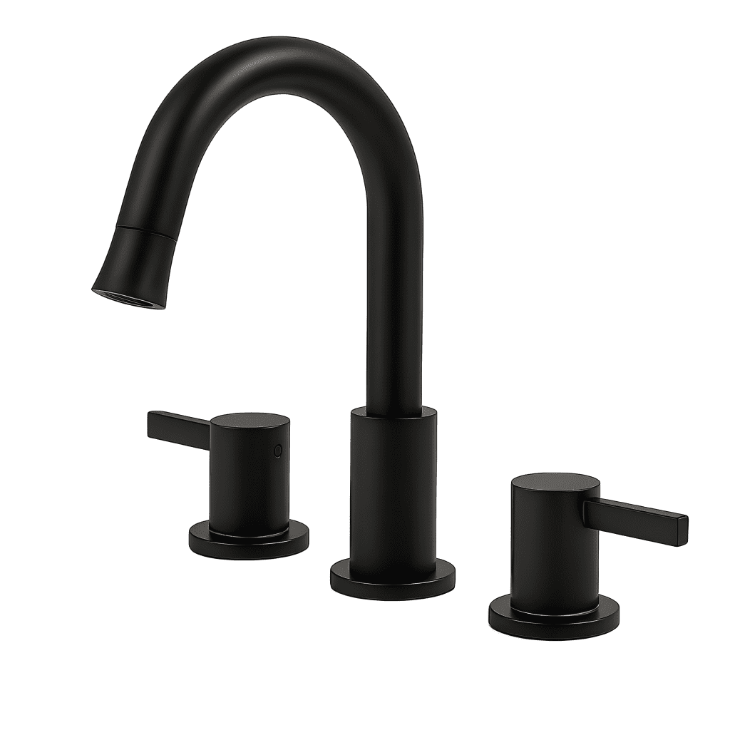 Brushed Nickel 3-Hole Bathroom Faucet, Dual 304 Stainless Steel Handles, Modern Lead-Free Ceramic Valve Faucet, 1.5 GPM Straight Spout for Sink