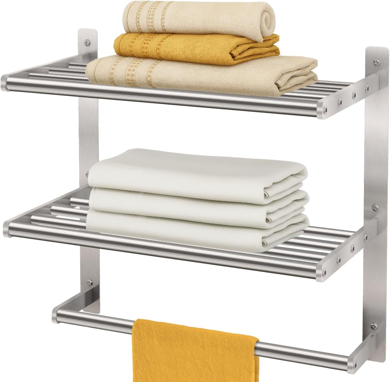 Brushed Nickel Bathroom Shelves Towel Bar