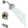 thumbnail image 1 of Brushed Nickel  4 Inch Shower Faucet wih Tub Spout Combo (Valve Included)/Matte Blcak/ Chrome, 1 of 8