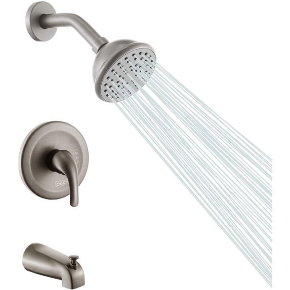 Brushed Nickel 4 Inch Shower Faucet wih Tub Spout Combo (Valve Included)/Matte Blcak/ Chrome