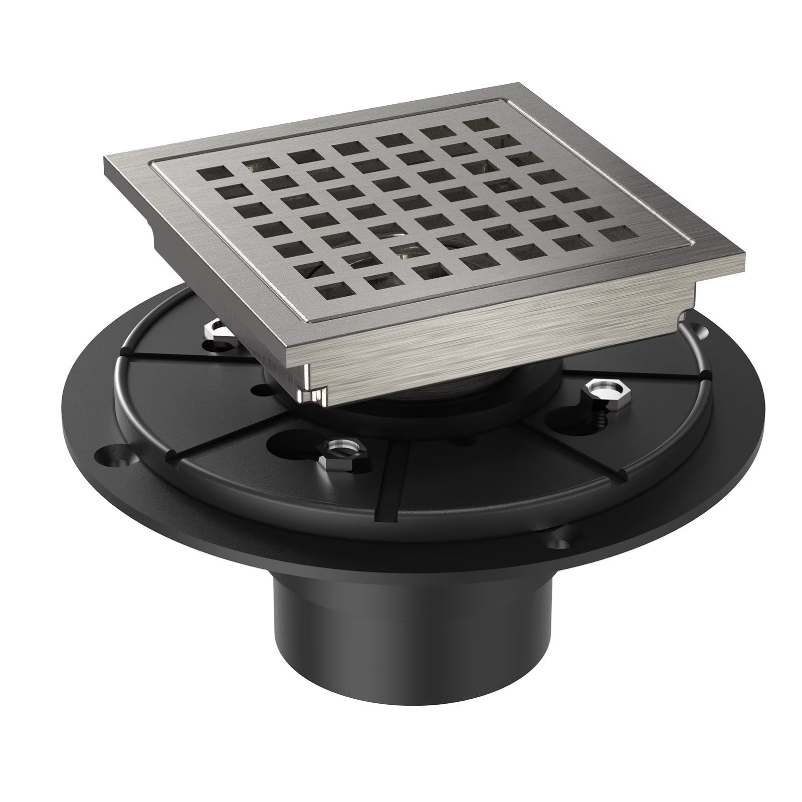 4 Inch Brushed Nickel Stainless Steel Square Shower Drain