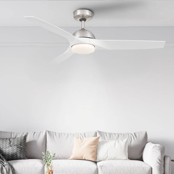 Brushed Nickel 52 Inch 3 Blade Indoor Ceiling Fan, Ideal for Bedrooms and Living Rooms, Quiet DC Motor, LED Light with Remote, Eleve Comfort