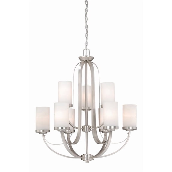 Brushed Nickel 9 Light Vaxcel Oxford Chandelier Ceiling Fixture Lamp OX-CHU009BN