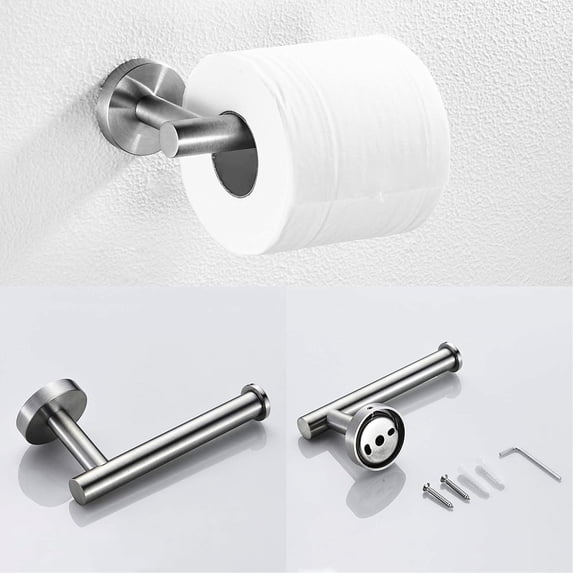 Brushed Nickel Accessories - Hidden Screws Design - Bathroom Renovation - Contemporary Style