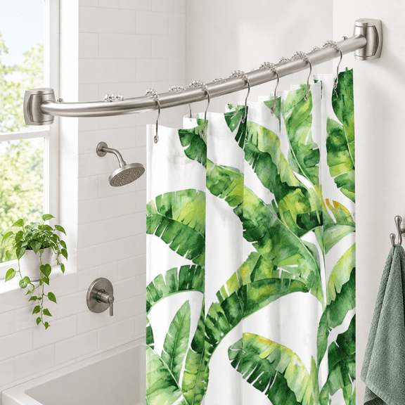 Brushed Nickel Adjustable Stainless Steel Curved Shower Curtain Rod, 33-78 Inches