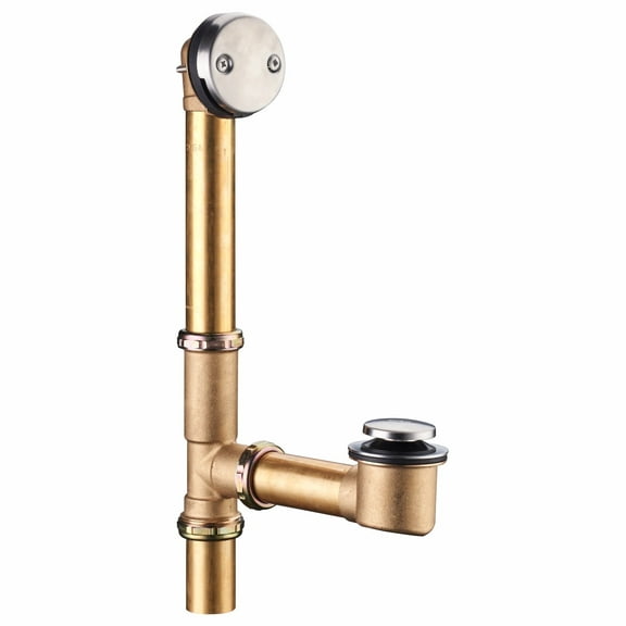 Brushed Nickel Bath Tub Drain Kit 1-1/2" Brass Tubular with Tip-Toe Bathtub Drain Stopper
