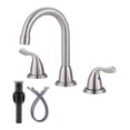 thumbnail image 1 of Brushed Nickel Bathroom Faucet 3 Hole, WOWOW 8 Inch Widespread Bathroom Faucet with Pop Up Drain, 2 Handles Bathroom Sink Faucet with cUPC Supply Lines Modern Faucet for Bathroom Sink, 1 of 7