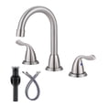 thumbnail image 1 of Wowow Widespread Bathroom Faucet, 8 inch 3 Hole 2 Handle with Drain Assembly, Brushed Nickel, 1 of 7