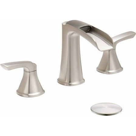 Brushed Nickel | Bath Tap 3 Hole | Wate all 8 Inch Widespread Bath Sink Tap w/ Pop-up Drain | Two-Handle Tap for Bath Sink