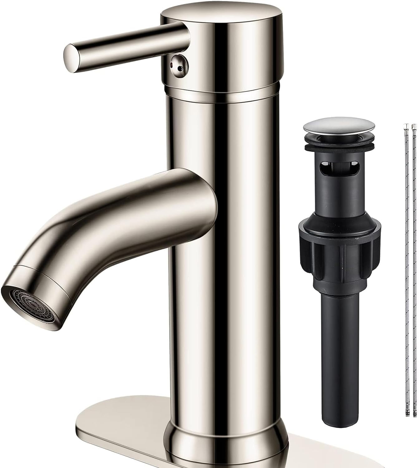 Brushed Nickel Tall Single Handle Vessel Sink Faucet