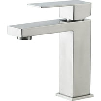 Brushed Nickel Bathroom Faucets Single Handle Modern Vanity Sink Faucet 1 Hole or 3 Hole with Deck Plate and Water Supply Hoses, Stainless Steel Bathroom Faucet Lead-Free