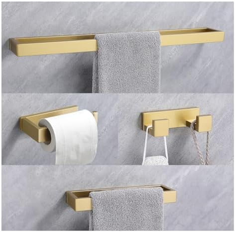 Brushed Nickel Bathroom Hardware Set, 4-Piece Bath Towel Bar Set SUS304 ...